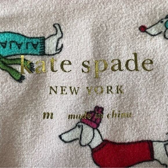 Kate Spade · Medium · Dachshund Print Pajama Top · Pink · Red Trim · Soft Knit - Picture 6 of 7